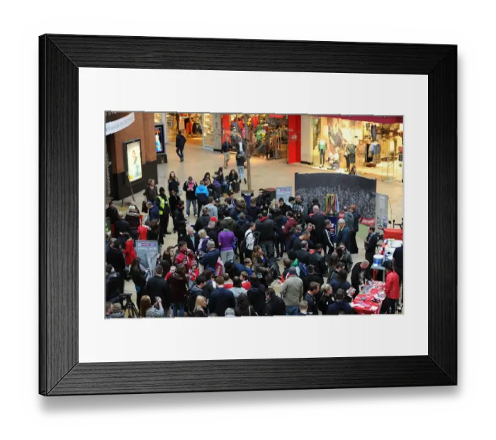 Framed Print : Bristol City Fans Rally at Cabot Circus for Johnstones Paint Trophy Match Framed Print : Bristol City Fans Rally at Cabot Circus for Johnstones Paint Trophy Match
