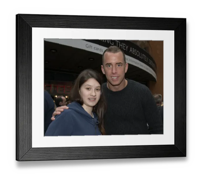 Framed Print : Bristol City's Aaron Wilbraham and Fan Share a Moment at Cabot Circus, 2015