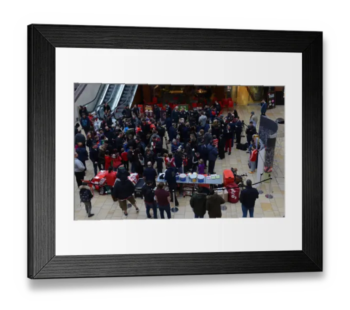 Framed Print : Bristol City Fans Gather at Cabot Circus Ahead of Johnstones Paint Trophy Match Framed Print : Bristol City Fans Gather at Cabot Circus Ahead of Johnstones Paint Trophy Match