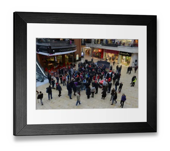 Framed Print : Bristol City Fans Rally at Cabot Circus Ahead of Johnstones Paint Trophy Match Framed Print : Bristol City Fans Rally at Cabot Circus Ahead of Johnstones Paint Trophy Match