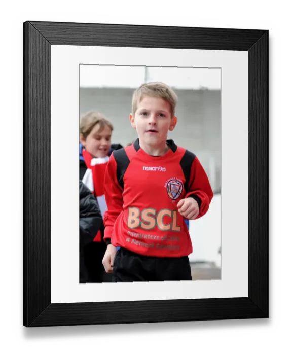 Framed Print : Bristol City Football Club: Portishead Giants Player in Half-Time Parade at Ashton Gate Stadium, 14 / 03 / 2015 Framed Print : Bristol City Football Club: Portishead Giants Player in Half-Time Parade at Ashton Gate Stadium, 14 / 03 / 2015