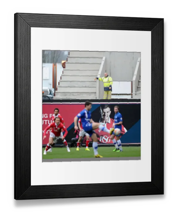 Framed Print : Construction Worker Taking a Break to Watch Bristol City vs. Gillingham at Ashton Gate, 2015 Framed Print : Construction Worker Taking a Break to Watch Bristol City vs. Gillingham at Ashton Gate, 2015