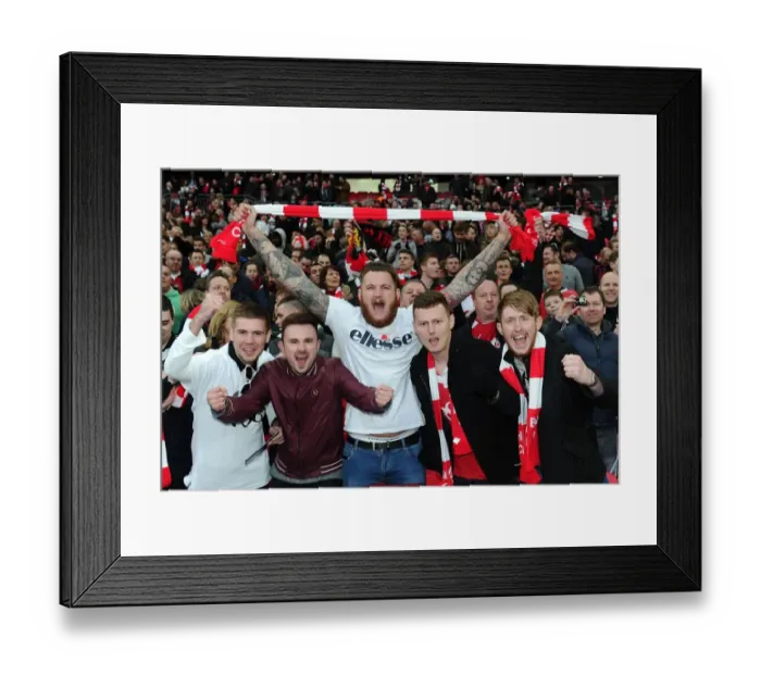 Framed Print : Bristol City FC Fans Celebrate Victory at Wembley Stadium during Johnstone's Paint Trophy Final against Walsall (2015) Framed Print : Bristol City FC Fans Celebrate Victory at Wembley Stadium during Johnstone's Paint Trophy Final against Walsall (2015)