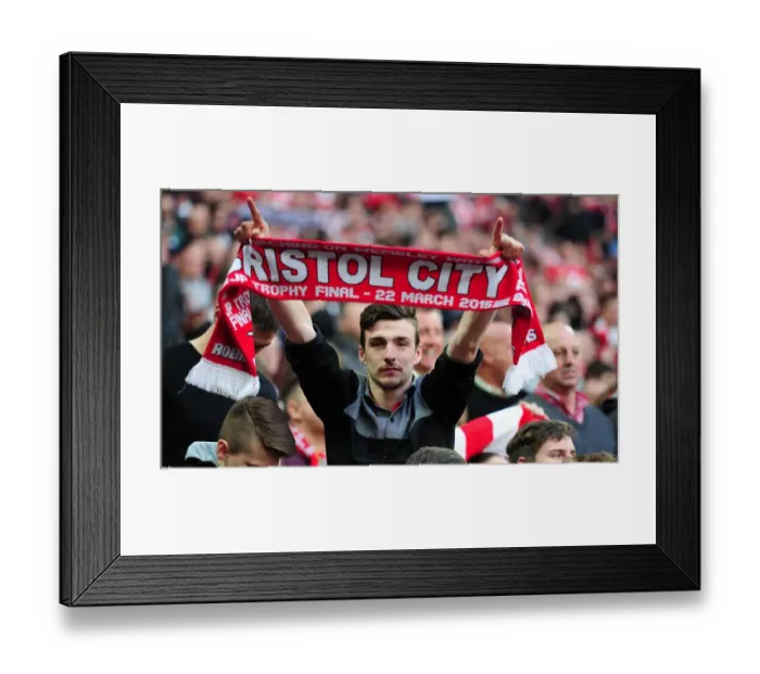 Framed Print : Bristol City FC: Euphoric Fan Reaction at Johnstone's Paint Trophy Victory, Wembley Stadium, 2015
