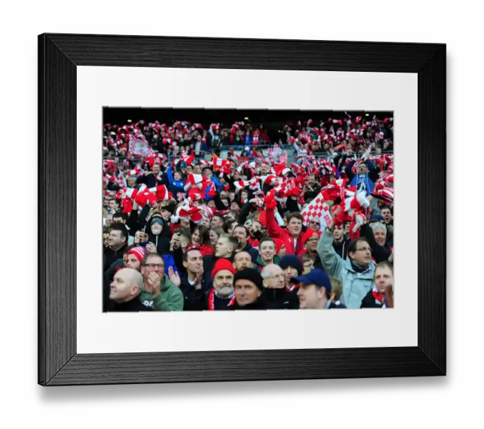 Framed Print : Triumphant Bristol City FC Fans Celebrate at Wembley Stadium after Johnstone's Paint Trophy Victory Framed Print : Triumphant Bristol City FC Fans Celebrate at Wembley Stadium after Johnstone's Paint Trophy Victory