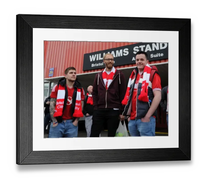 Framed Print : Bristol City Fans Aboard Coaches to Wembley for Johnstones Paint Trophy Final