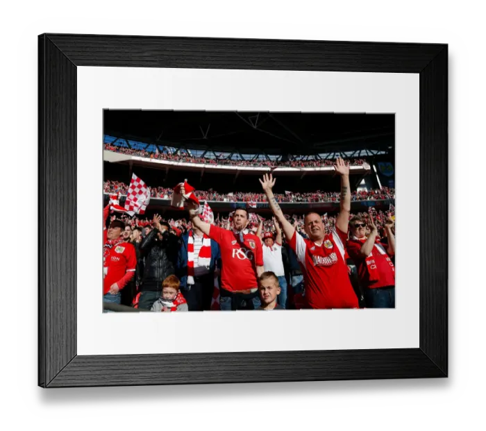 Framed Print : Triumphant Moment at Wembley: Bristol City FC Fans Celebrate Johnstones Paint Trophy Victory vs Walsall (2015)