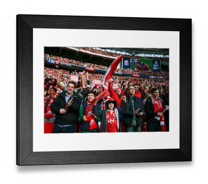 Framed Print : Bristol City Fans Go Wild: Aden Flint's Johnstones Paint Trophy Goal (2015) Framed Print : Bristol City Fans Go Wild: Aden Flint's Johnstones Paint Trophy Goal (2015)