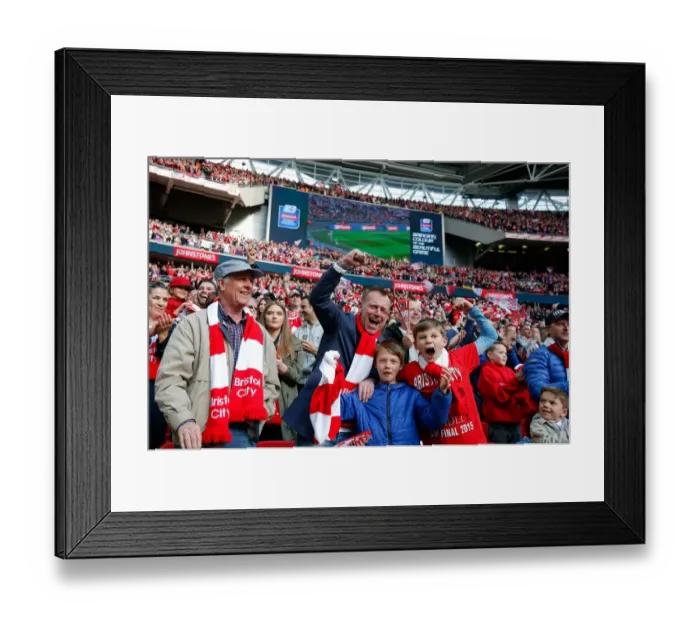 Framed Print : Bristol City Fans Celebrate Aden Flint's Goal in Johnstones Paint Trophy Final vs Walsall (2015) Framed Print : Bristol City Fans Celebrate Aden Flint's Goal in Johnstones Paint Trophy Final vs Walsall (2015)