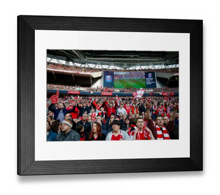 Framed Print : Bristol City FC: Aden Flint's Goal - Thrilled Fans Celebrate at Wembley Stadium, Johnstones Paint Trophy Final, 2015