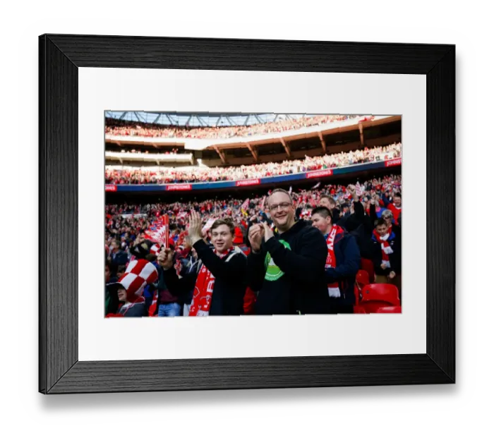 Framed Print : Bristol City FC: Euphoric Fans Celebrate Second Goal at Wembley Stadium during Johnstones Paint Trophy Final against Walsall Framed Print : Bristol City FC: Euphoric Fans Celebrate Second Goal at Wembley Stadium during Johnstones Paint Trophy Final against Walsall