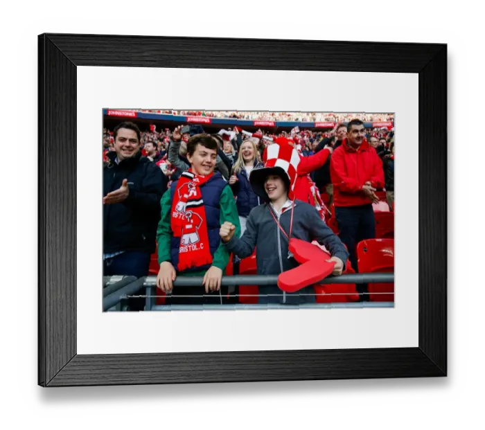 Framed Print : Bristol City Fans Celebrate Second Goal in Johnstones Paint Trophy Final at Wembley Stadium Framed Print : Bristol City Fans Celebrate Second Goal in Johnstones Paint Trophy Final at Wembley Stadium