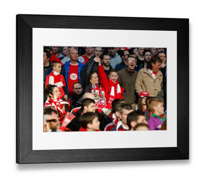 Framed Print : Bristol City FC: Euphoric Fans Celebrate 2-0 Lead at Wembley Stadium, 2015 (Johnstones Paint Trophy Final)