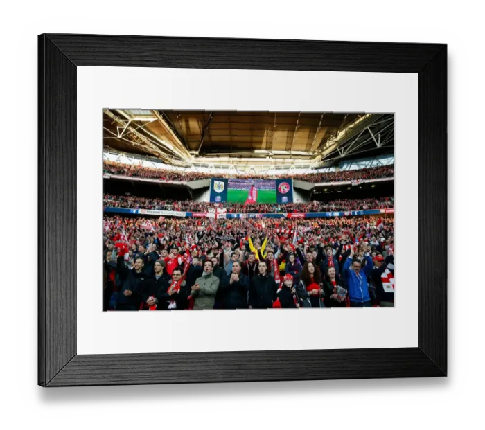 Framed Print : Bristol City FC's Glorious 2-0 Victory: A Sea of Celebrating Fans at Wembley Stadium