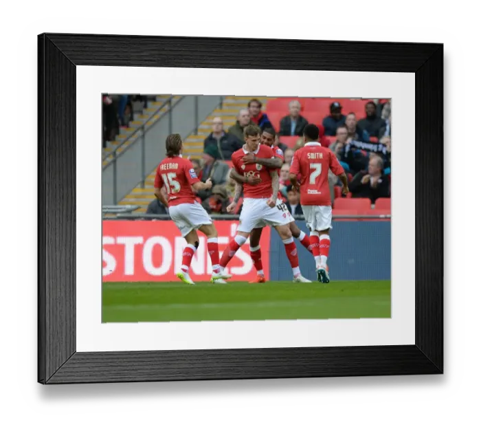 Framed Print : Bristol City's Aden Flint Celebrates Johnstone's Paint Trophy Victory over Walsall