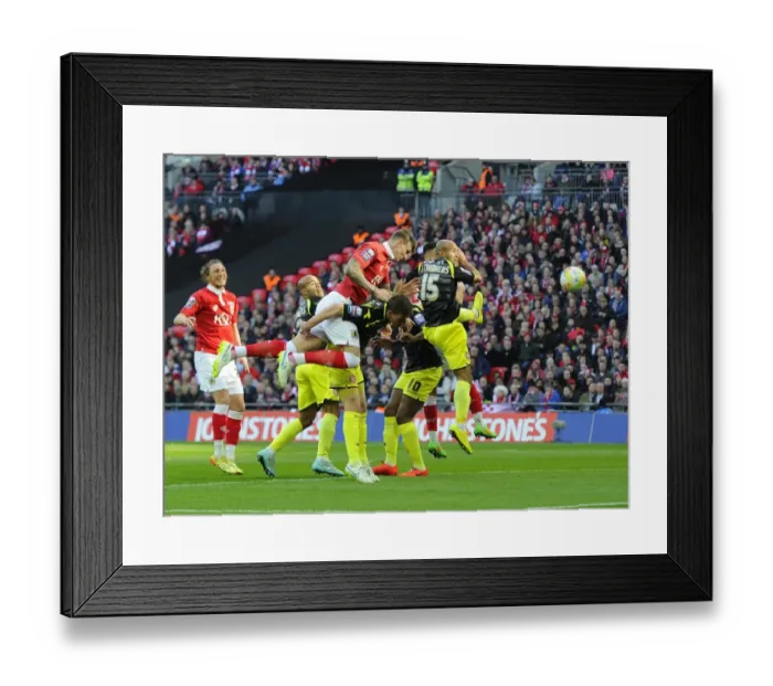 Framed Print : Aden Flint Scores the Opener: Bristol City's Victory in the Johnstone's Paint Trophy Final against Walsall (2015) Framed Print : Aden Flint Scores the Opener: Bristol City's Victory in the Johnstone's Paint Trophy Final against Walsall (2015)