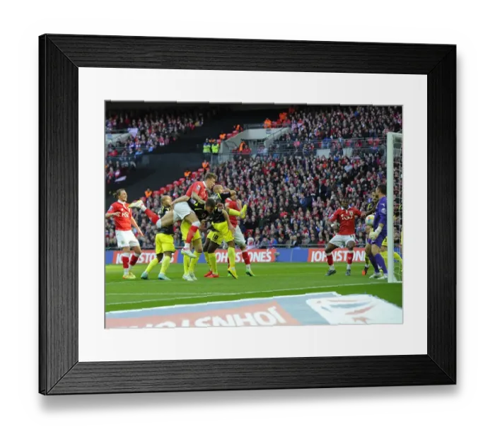 Framed Print : Aden Flint Scores Opening Goal: Bristol City's Victory in Johnstone's Paint Trophy Final Against Walsall (2015)