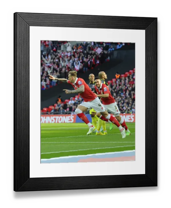 Framed Print : Aden Flint Scores the Opener: Bristol City's Johnstone's Paint Trophy Victory over Walsall Framed Print : Aden Flint Scores the Opener: Bristol City's Johnstone's Paint Trophy Victory over Walsall