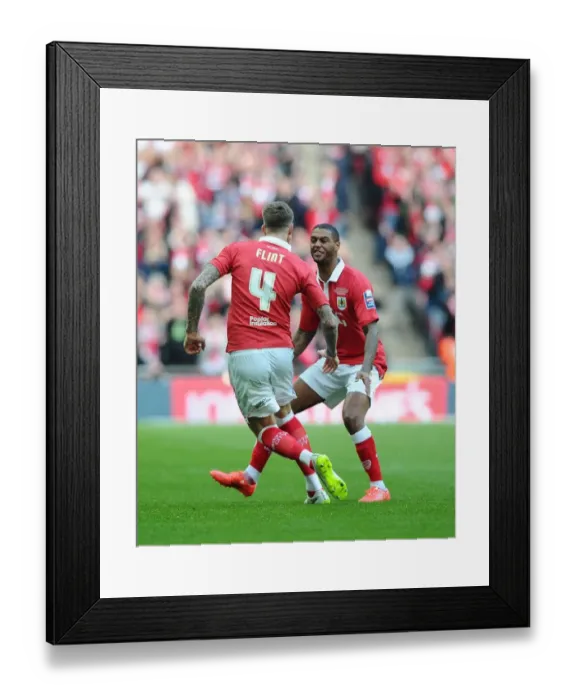 Framed Print : Bristol City: Aden Flint and Mark Little Celebrate Johnstone's Paint Trophy Victory at Wembley Stadium Framed Print : Bristol City: Aden Flint and Mark Little Celebrate Johnstone's Paint Trophy Victory at Wembley Stadium