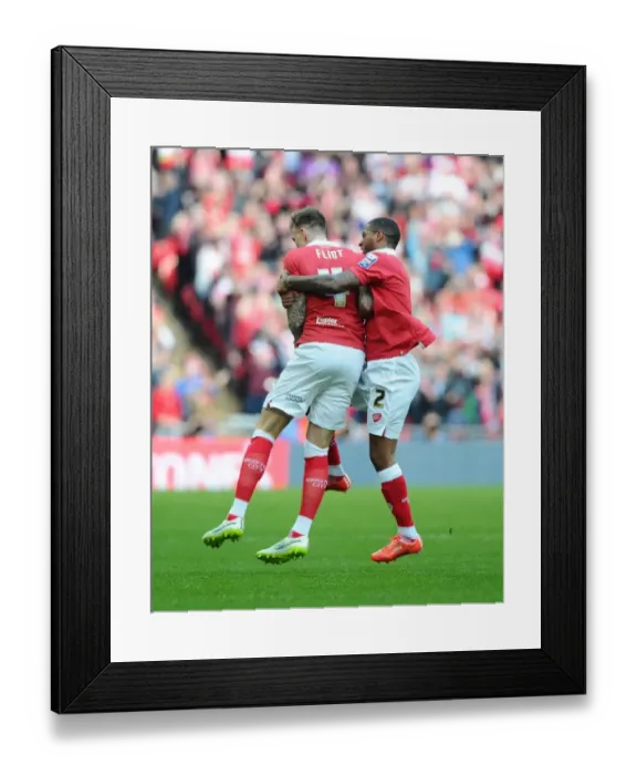 Framed Print : Bristol City Celebrating Johnstone's Paint Trophy Victory: Aden Flint and Mark Little Framed Print : Bristol City Celebrating Johnstone's Paint Trophy Victory: Aden Flint and Mark Little