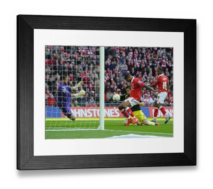 Framed Print : Mark Little's Game-Winning Goal: Bristol City Claims Johnstone's Paint Trophy at Wembley Framed Print : Mark Little's Game-Winning Goal: Bristol City Claims Johnstone's Paint Trophy at Wembley