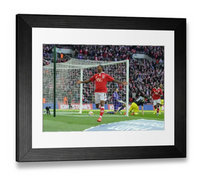 Framed Print : Mark Little's Euphoric Goal: Securing the Johnstone's Paint Trophy for Bristol City against Walsall, 2015 Framed Print : Mark Little's Euphoric Goal: Securing the Johnstone's Paint Trophy for Bristol City against Walsall, 2015