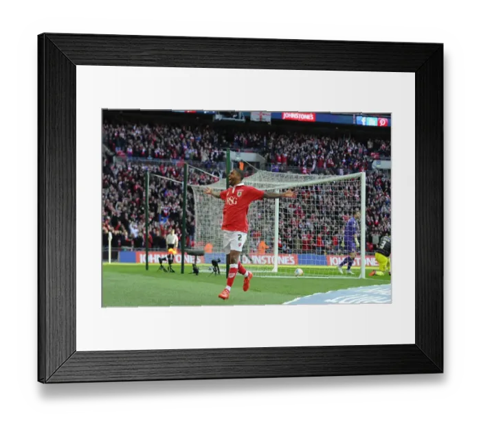 Framed Print : Bristol City's Mark Little Celebrates Goal in Johnstone's Paint Trophy Final vs Walsall, 2015 Framed Print : Bristol City's Mark Little Celebrates Goal in Johnstone's Paint Trophy Final vs Walsall, 2015