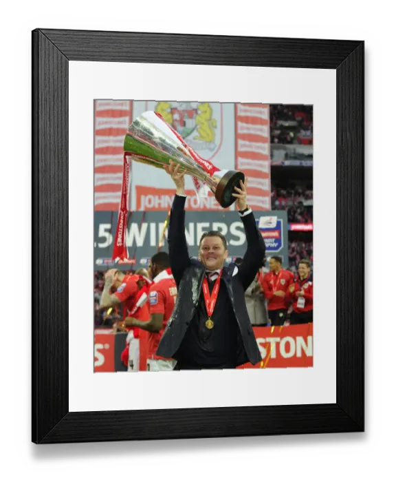 Framed Print : Bristol City Lift the JPT Trophy: Steve Cotterill Celebrates Victory over Walsall at Wembley Stadium Framed Print : Bristol City Lift the JPT Trophy: Steve Cotterill Celebrates Victory over Walsall at Wembley Stadium
