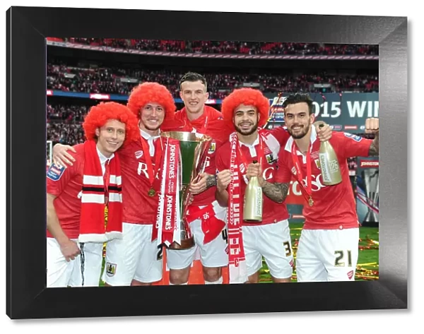 Bristol City's Luke Freeman, Luke Ayling, Aden Flint, Derrick Williams, and Marlon Pack at the Johnstone's Paint Trophy Final, 2015 - Wembley Stadium