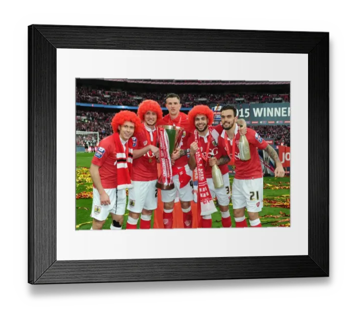 Framed Print : Bristol City's Key Players: Freeman, Ayling, Flint, Williams, and Pack in Johnstone's Paint Trophy Final at Wembley Stadium (Bristol City v Walsall) Framed Print : Bristol City's Key Players: Freeman, Ayling, Flint, Williams, and Pack in Johnstone's Paint Trophy Final at Wembley Stadium (Bristol City v Walsall)