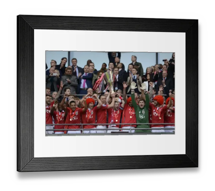 Framed Print : Bristol City Footballers Celebrate Johnstone's Paint Trophy Victory with Aaron Wilbraham and Wade Elliott at Wembley Stadium Framed Print : Bristol City Footballers Celebrate Johnstone's Paint Trophy Victory with Aaron Wilbraham and Wade Elliott at Wembley Stadium