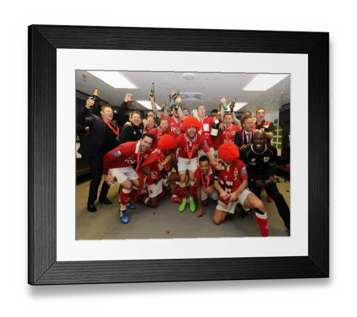 Framed Print : Bristol City's JPT Victory: Celebrating in the Dressing Room