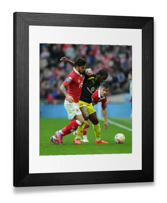 Framed Print : Battling for Supremacy: Marlon Pack vs. Romaine Sawyers in the Johnstone's Paint Trophy Final