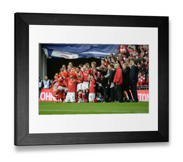 Framed Print : Bristol City Football Club: Celebrating Johnstone's Paint Trophy Victory over Walsall at Wembley Stadium
