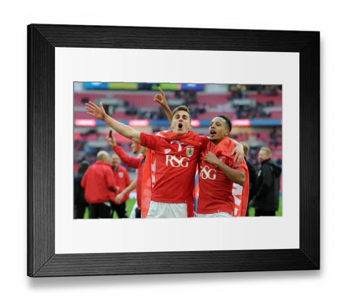 Framed Print : Bristol City FC: Joe Bryan and Korey Smith's Jubilant Reaction to 2-0 JPT Victory over Walsall at Wembley Stadium Framed Print : Bristol City FC: Joe Bryan and Korey Smith's Jubilant Reaction to 2-0 JPT Victory over Walsall at Wembley Stadium