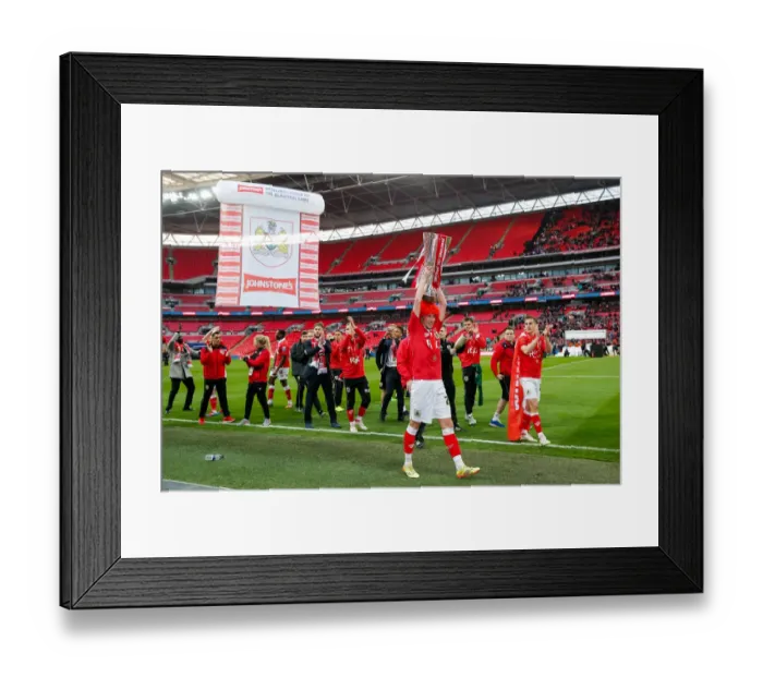 Framed Print : Bristol City FC Celebrate Johnstones Paint Trophy Victory: 2-0 Win over Walsall at Wembley Stadium (Luke Ayling with the Trophy)