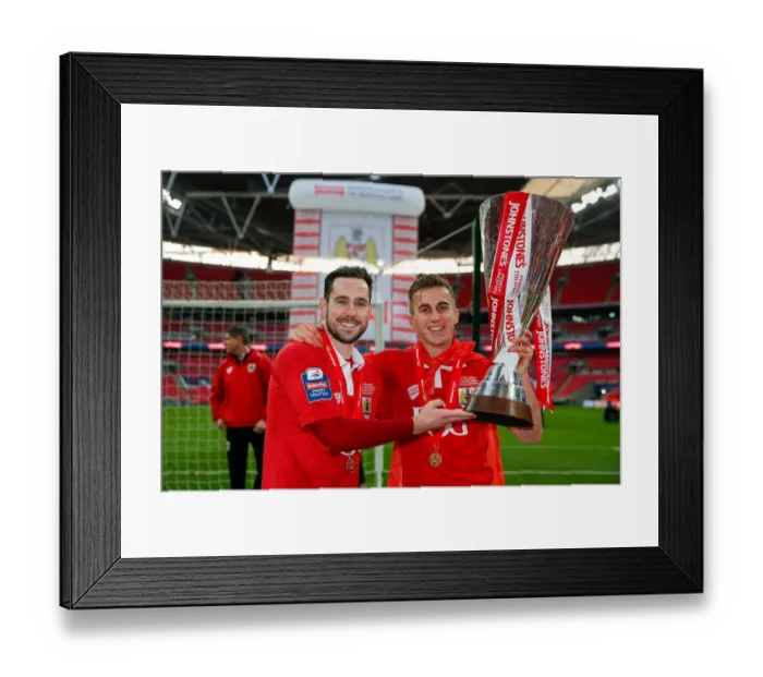 Framed Print : Bristol City FC: Greg Cunningham and Joe Bryan Celebrate Johnstones Paint Trophy Victory over Walsall (2015) Framed Print : Bristol City FC: Greg Cunningham and Joe Bryan Celebrate Johnstones Paint Trophy Victory over Walsall (2015)