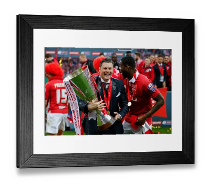 Framed Print : Champagne Moment: Steve Cotterill and Jay Emmanuel-Thomas Celebrate Bristol City's JPT Win Framed Print : Champagne Moment: Steve Cotterill and Jay Emmanuel-Thomas Celebrate Bristol City's JPT Win