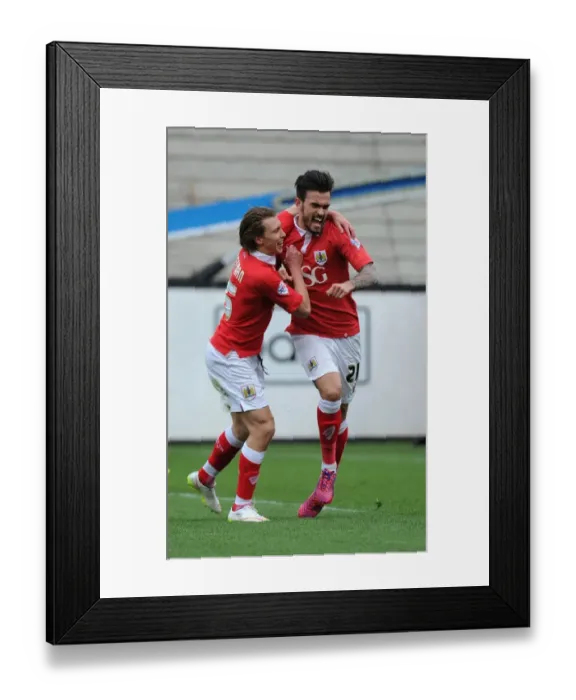 Framed Print : Marlon Pack and Luke Freeman: A Dynamic Duo Celebrates a Goal for Bristol City against Barnsley, 2015 Framed Print : Marlon Pack and Luke Freeman: A Dynamic Duo Celebrates a Goal for Bristol City against Barnsley, 2015