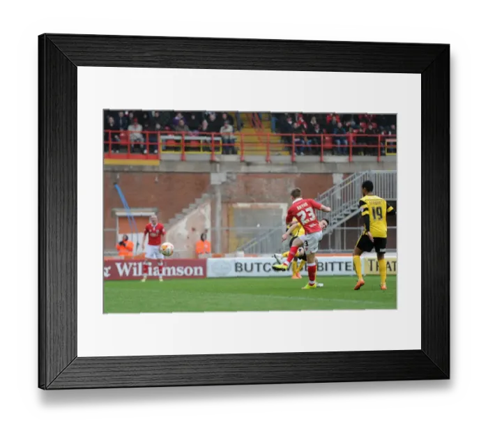 Framed Print : Bristol City's Joe Bryan Scores the Winning Goal Against Barnsley in Sky Bet League One, 2015 Framed Print : Bristol City's Joe Bryan Scores the Winning Goal Against Barnsley in Sky Bet League One, 2015