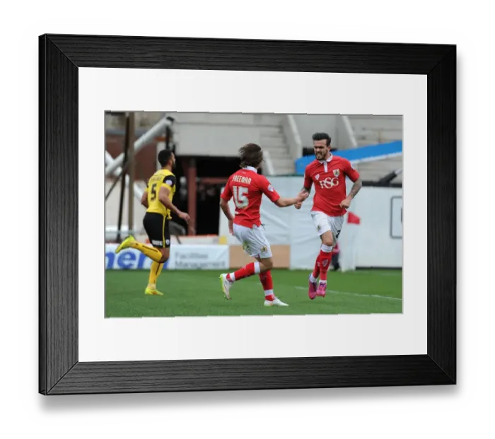 Framed Print : Marlon Pack and Luke Freeman Celebrate Goal: Bristol City vs Barnsley, 2015
