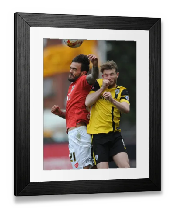 Framed Print : Maron Pack vs. Sam Winnall: Intense Aerial Battle at Ashton Gate, Bristol City vs. Barnsley, 2015 Framed Print : Maron Pack vs. Sam Winnall: Intense Aerial Battle at Ashton Gate, Bristol City vs. Barnsley, 2015