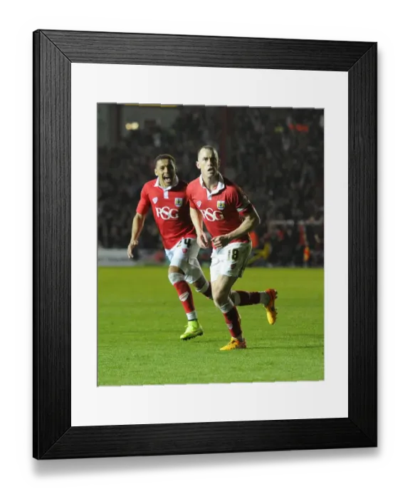 Framed Print : Thrilling Goal Celebration: Wilbraham and Tavernier's Unforgettable Moment at Ashton Gate (April 2015) Framed Print : Thrilling Goal Celebration: Wilbraham and Tavernier's Unforgettable Moment at Ashton Gate (April 2015)