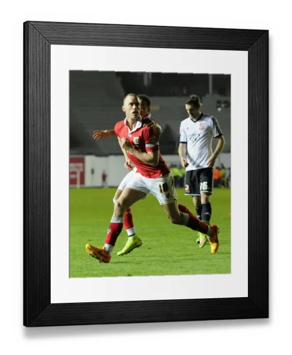 Framed Print : Unforgettable Moment: Wilbraham and Tavernier's Epic Goal Celebration vs. Swindon Town (Bristol City, Sky Bet League One, April 2015)