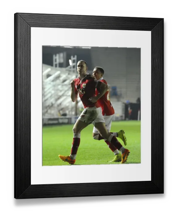 Framed Print : Unforgettable Goal Celebration: Wilbraham and Tavernier's Euphoric Moment (Bristol City vs. Swindon Town, April 2015) Framed Print : Unforgettable Goal Celebration: Wilbraham and Tavernier's Euphoric Moment (Bristol City vs. Swindon Town, April 2015)