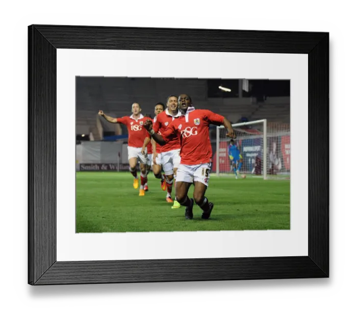 Framed Print : Euphoria Unleashed: Kieran Agard's Thrilling Goal Celebration (2015) - Bristol City FC Framed Print : Euphoria Unleashed: Kieran Agard's Thrilling Goal Celebration (2015) - Bristol City FC