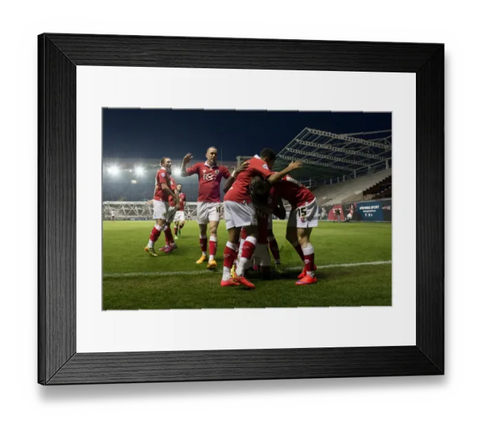 Framed Print : Bristol City: Kieran Agard's Thrilling Goal Celebration vs. Swindon Town, Sky Bet League One, 2015