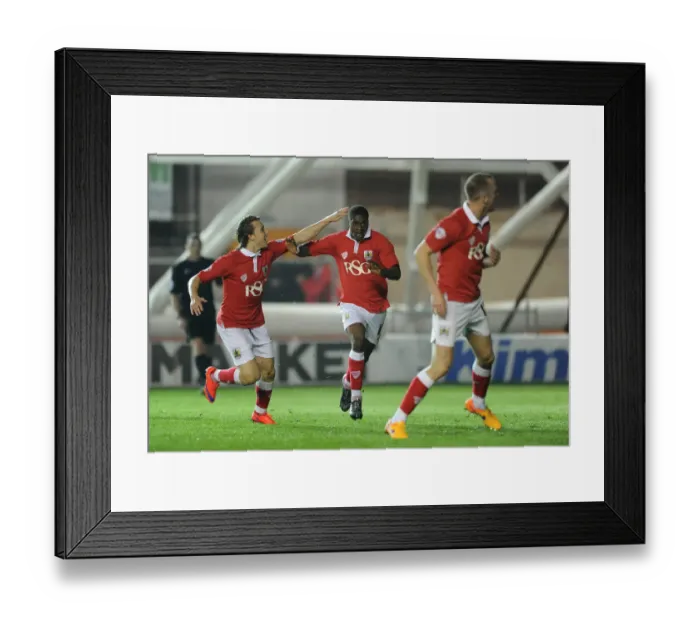 Framed Print : Agard and Freeman: Celebrating Victory - Bristol City's Goal in Sky Bet League One Against Swindon Town, April 2015 Framed Print : Agard and Freeman: Celebrating Victory - Bristol City's Goal in Sky Bet League One Against Swindon Town, April 2015