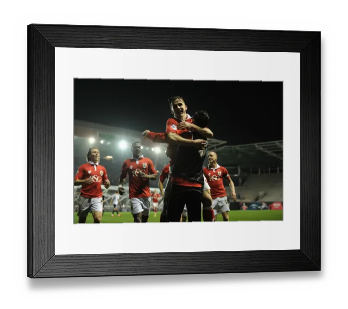 Framed Print : Bristol City's Joe Bryan and Greg Cunningham Celebrate Goal Against Swindon Town, Sky Bet League One, April 2015 Framed Print : Bristol City's Joe Bryan and Greg Cunningham Celebrate Goal Against Swindon Town, Sky Bet League One, April 2015