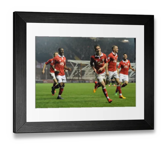 Framed Print : Bristol City's Joe Bryan Scores the Thrilling Winning Goal Against Swindon Town in Sky Bet League One Framed Print : Bristol City's Joe Bryan Scores the Thrilling Winning Goal Against Swindon Town in Sky Bet League One